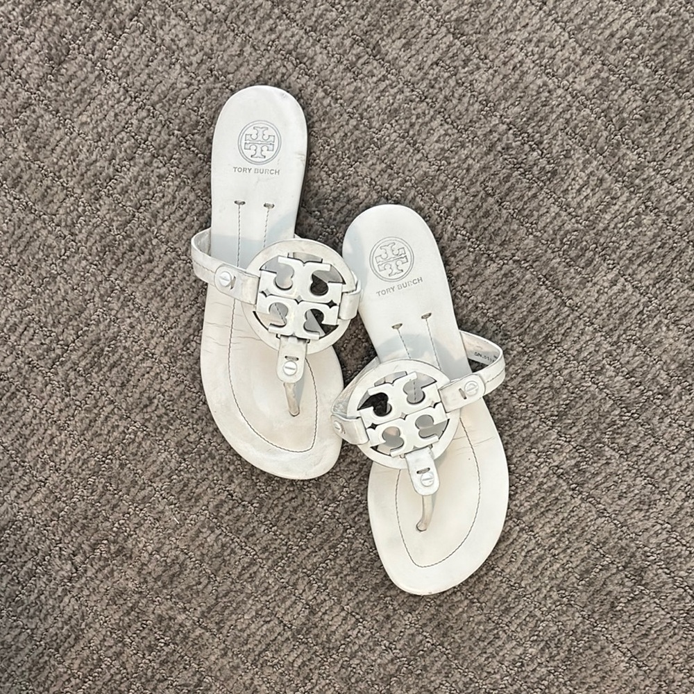 Tory Burch Ivory Slide Sandals